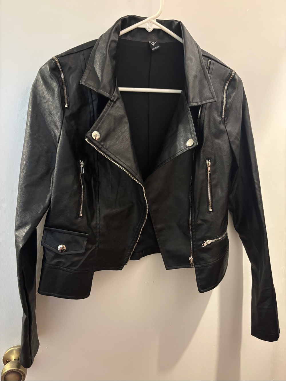 Fitted Black Faux Leather Moto Jacket